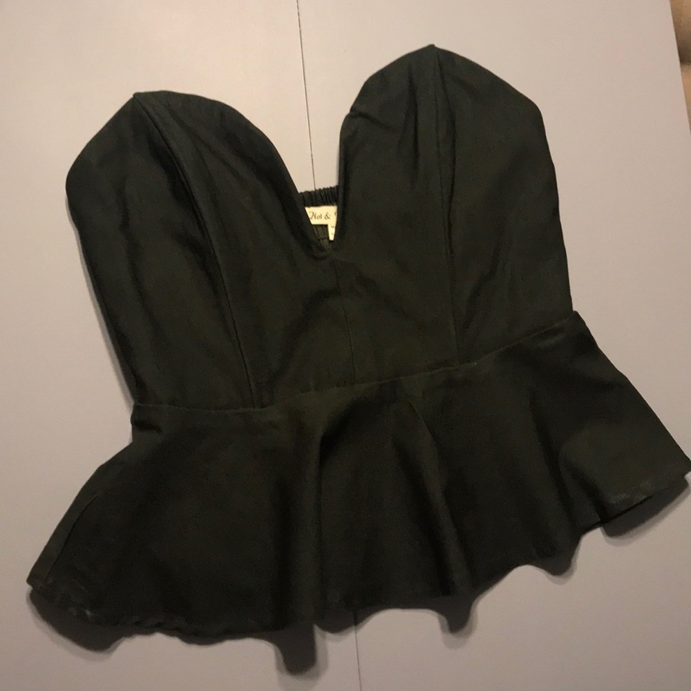 Dark Army green corset top with ruffle bottom